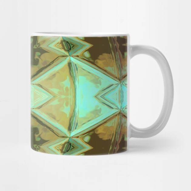 Mosaic Kaleidoscope Flower Orange and Teal by WormholeOrbital